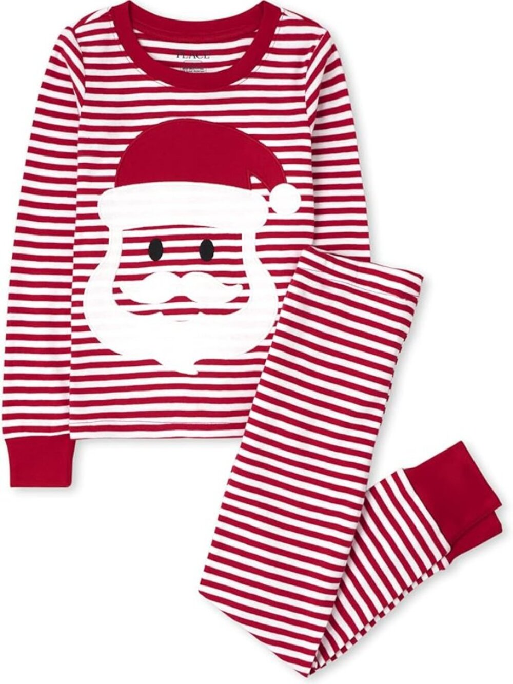 Children’s Place Kids Size 10 Striped Santa Snug Fit Cotton Pajamas - Red